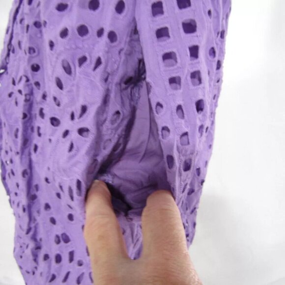 NEW ENGLISH FACTORY Womens Eyelet Scallop Edge Mini Dress Purple Size L - Picture 8 of 14